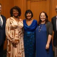 the four Alumni Award recipients with President Mantella.